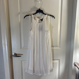 NWT White Gauzy Embroidered Flowy Dress